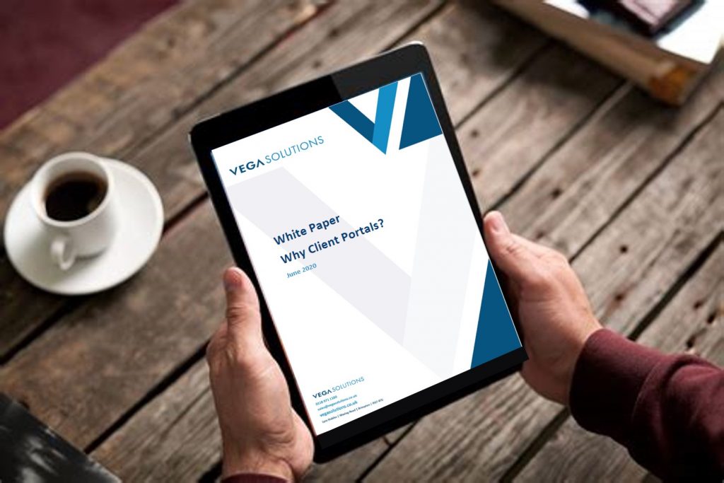 Tablet showing the front cover of Solitaire Consulting white paper